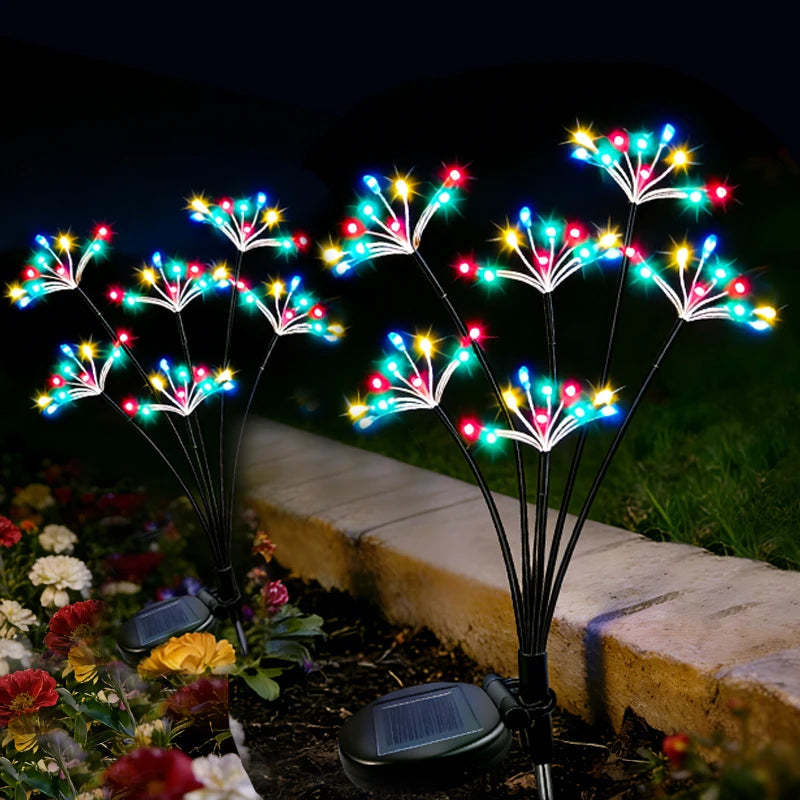 décorations lumineuses solaires multicolores moderne formes florales points lumineux fixés sol