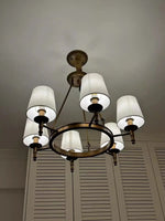 lustre tissu bronze doré lumières classique vintage salon chambre coucher