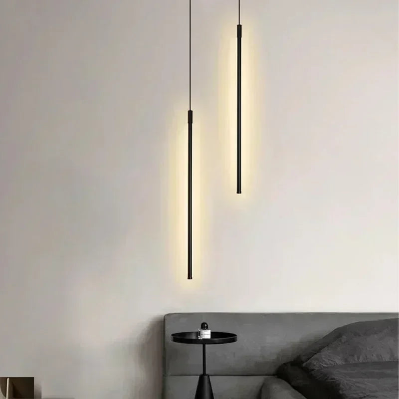 lampe suspension noir minimaliste rectangulaire lisse 90 260V led salon chambre hall