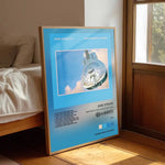 affiche Dire Straits Communique moderne bleu blanc gris clair photo objet circulaire aiguilles fond