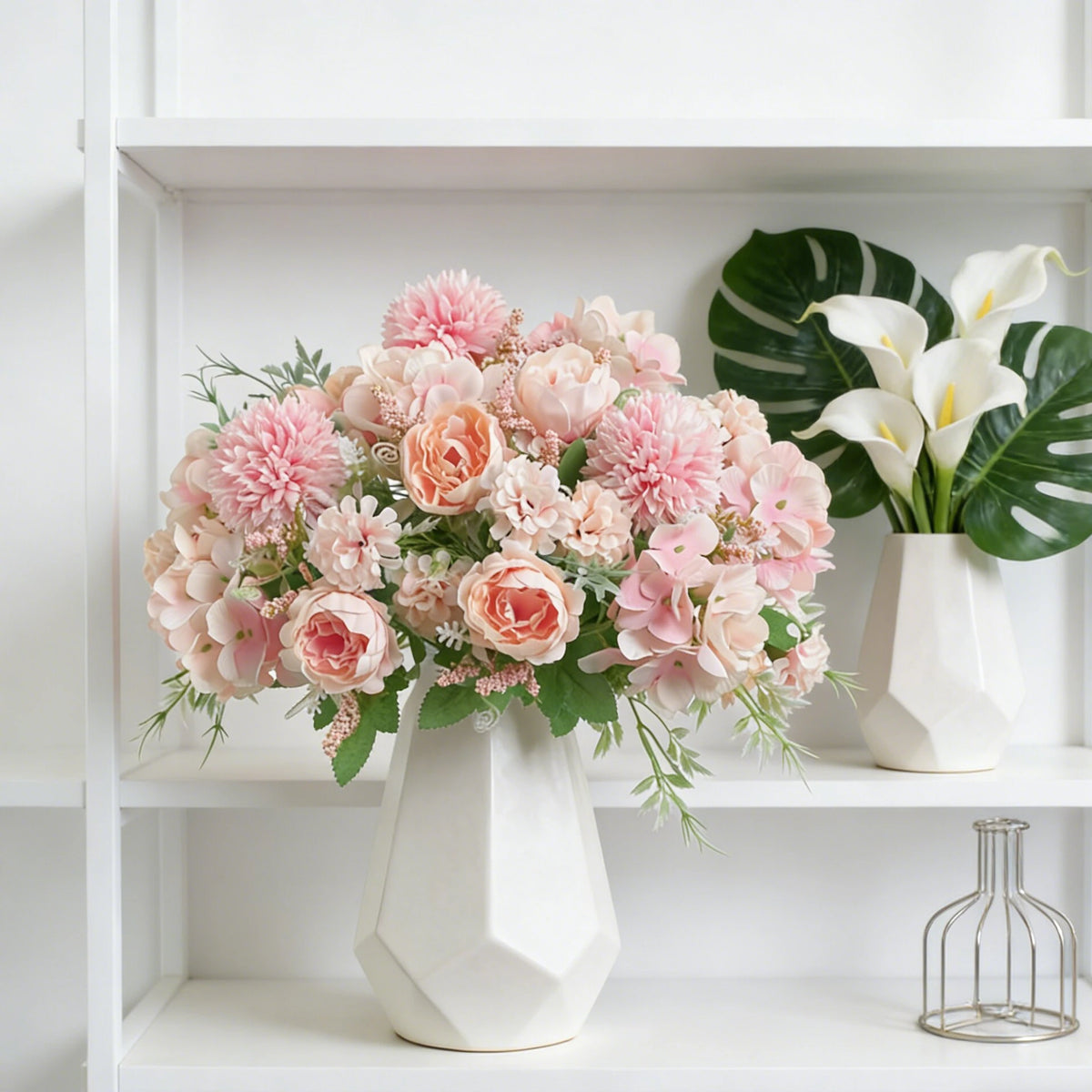 décoration intérieure bouquet fleurs artificielles pivoine hortensia modernes mariage anniversaire baby shower