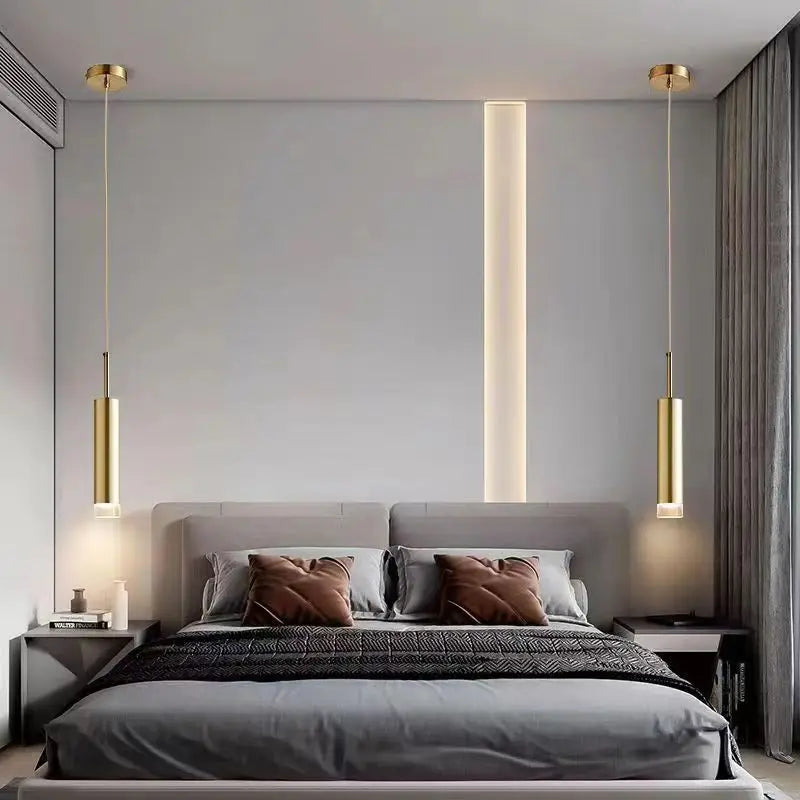 lumière suspendue led moderne minimaliste or blanc gris chambre salonhôtel
