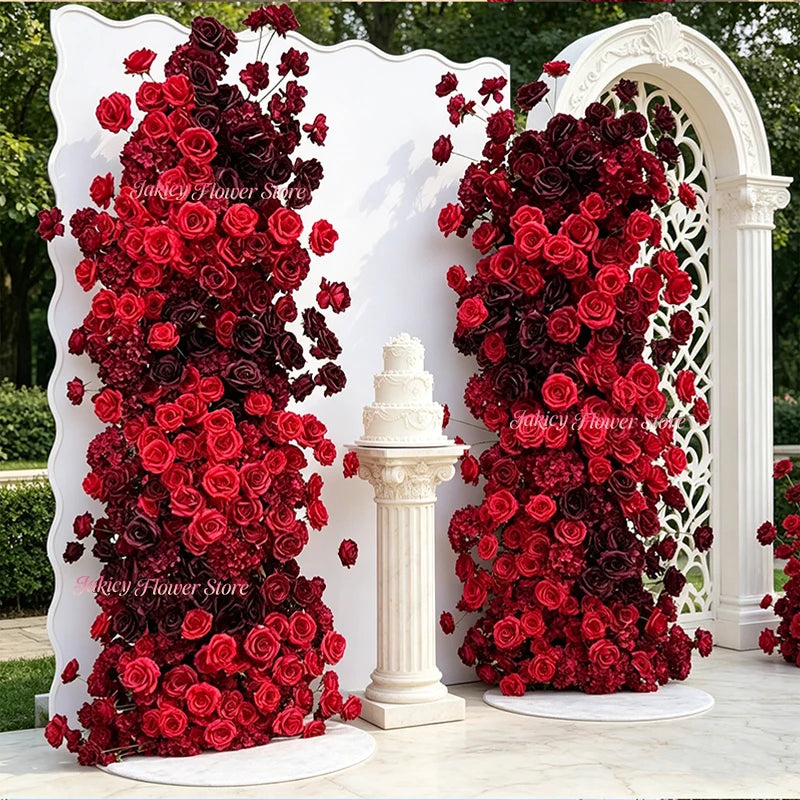 arche decorative fleurs artificielles rouge bordeaux decoration maison event anniversaire mariageintérieur classic