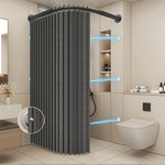 barre douche d'angle rideau moderne noir pliable carreaux texturés salle bain minimaliste
