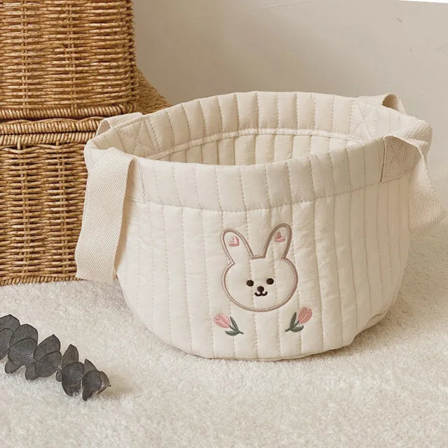 panier rangement enfantin ours mignon quilté sac stockage jouets écologique poignées amovibles