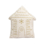 coussin blanc motif flocon doré texture épaisse décoratif noël fixations