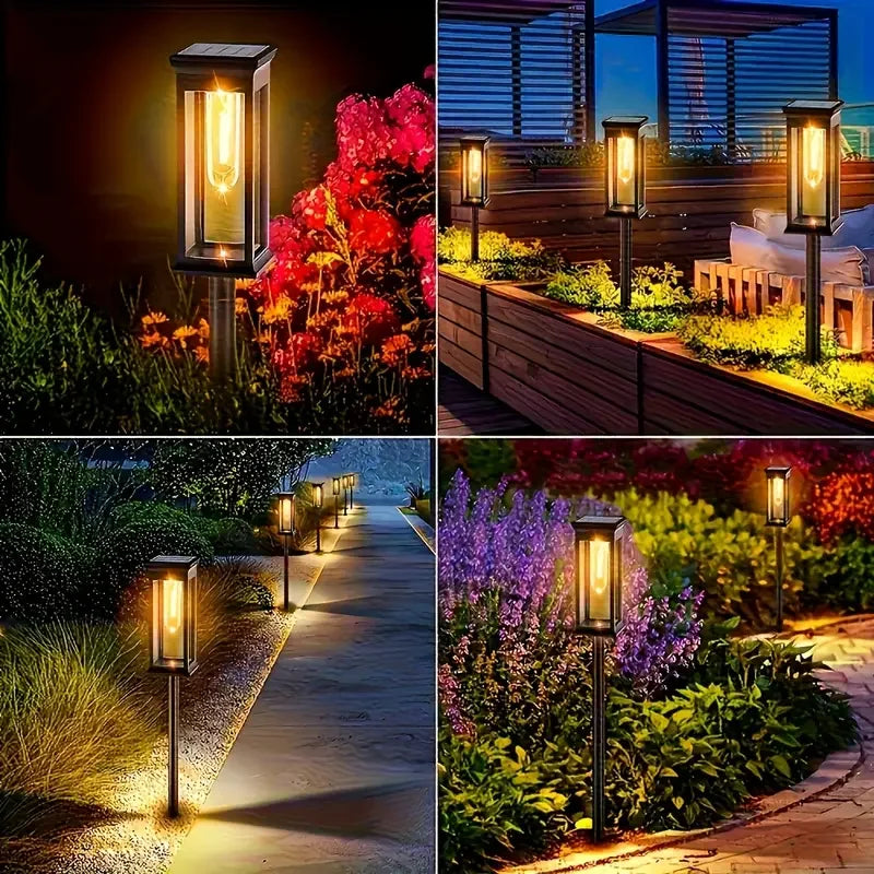 lumière solaire jardin auto allumage 6v transparente moderne noire piquetextérieur