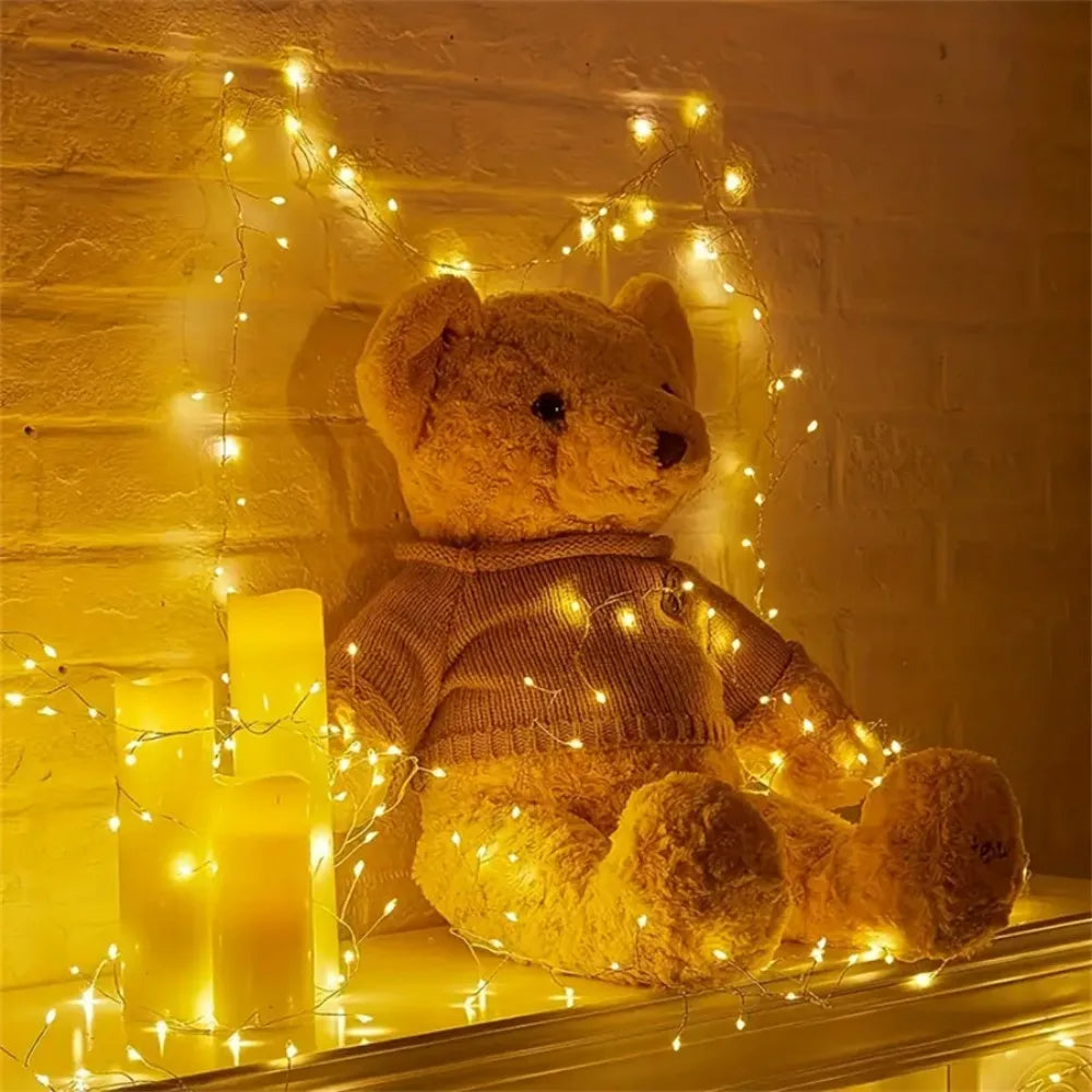 guirlande lumineuse noël multicolore doré blanc chaud led fil cuivre moderne télécommande ajustement luminosité