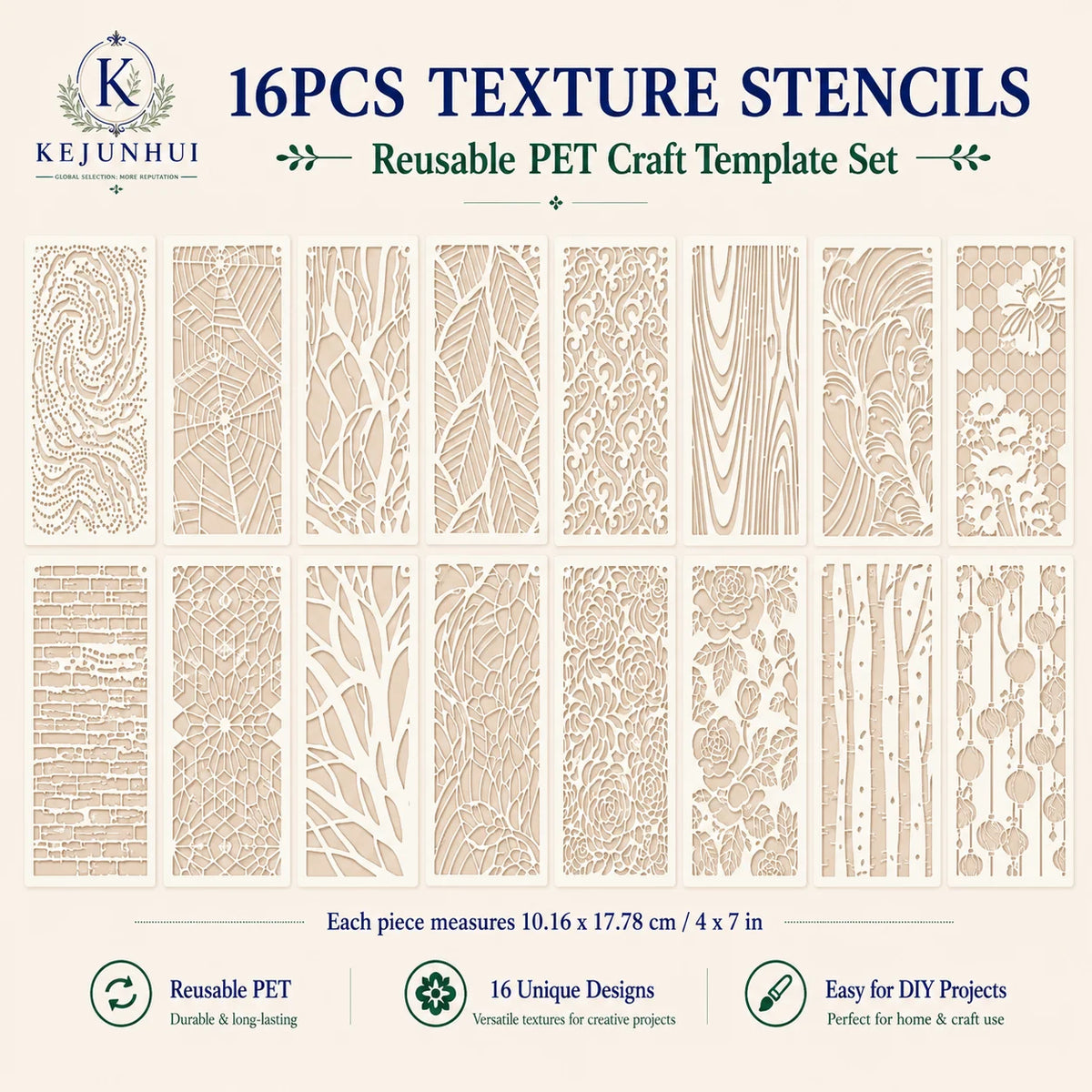 pochoirs peinture réutilisables 16 pièces motifs floraux géométriques moderne décor maison adhésifs plastique transparents