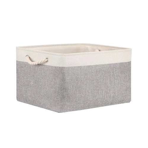 paniers rangement pliables tissu polyestère gris rose pâle beige clair bleu toile lin moderne