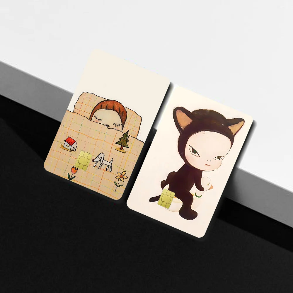 cartes crédit personnalisées dessins animaux illustration cartoon animaux fleurs maison