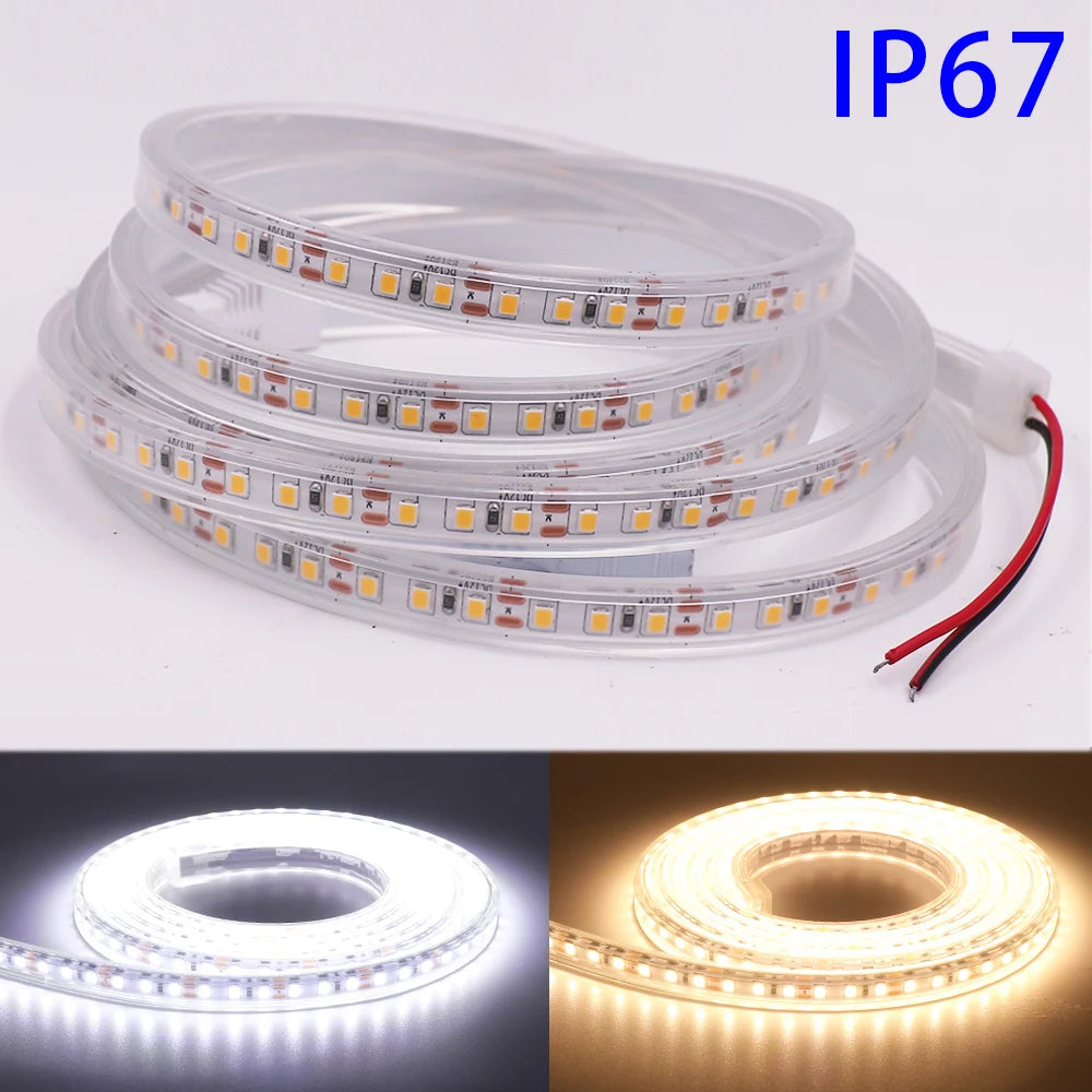 ruban led flexible 12v 24v ip67 blanc chaud 3000k 120leds/m adhésif moderne salon jardin