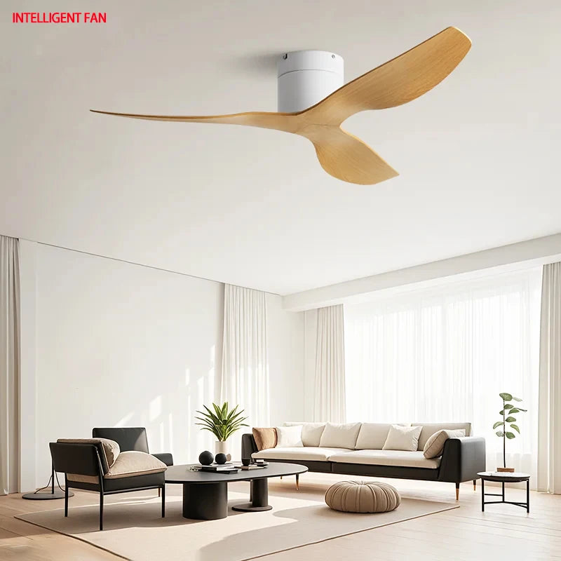 ventilateur blanc grain bois moderne 45 52 pouces télécommande silencieux