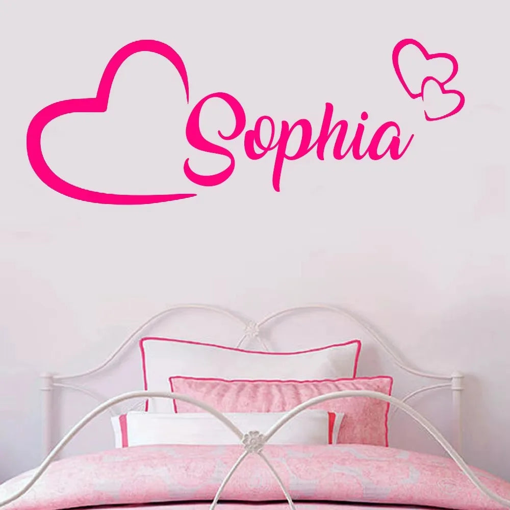 autocollant mural lettre sophia rose moderne élégant adhésif salon chambre coucher
