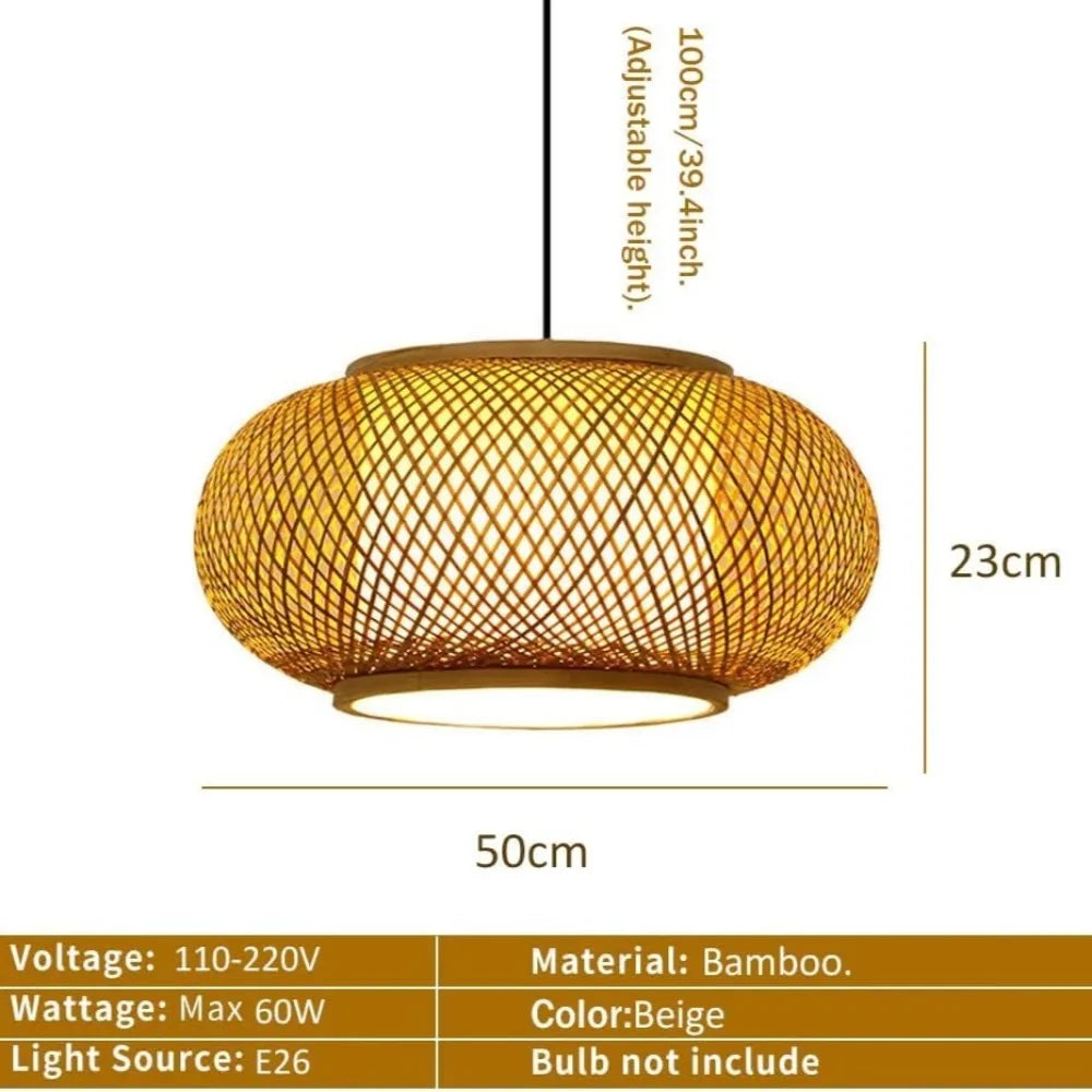 suspension lumineuse moderne bambou naturel 40cm 50cm 60cm beige opacité tissée rustique