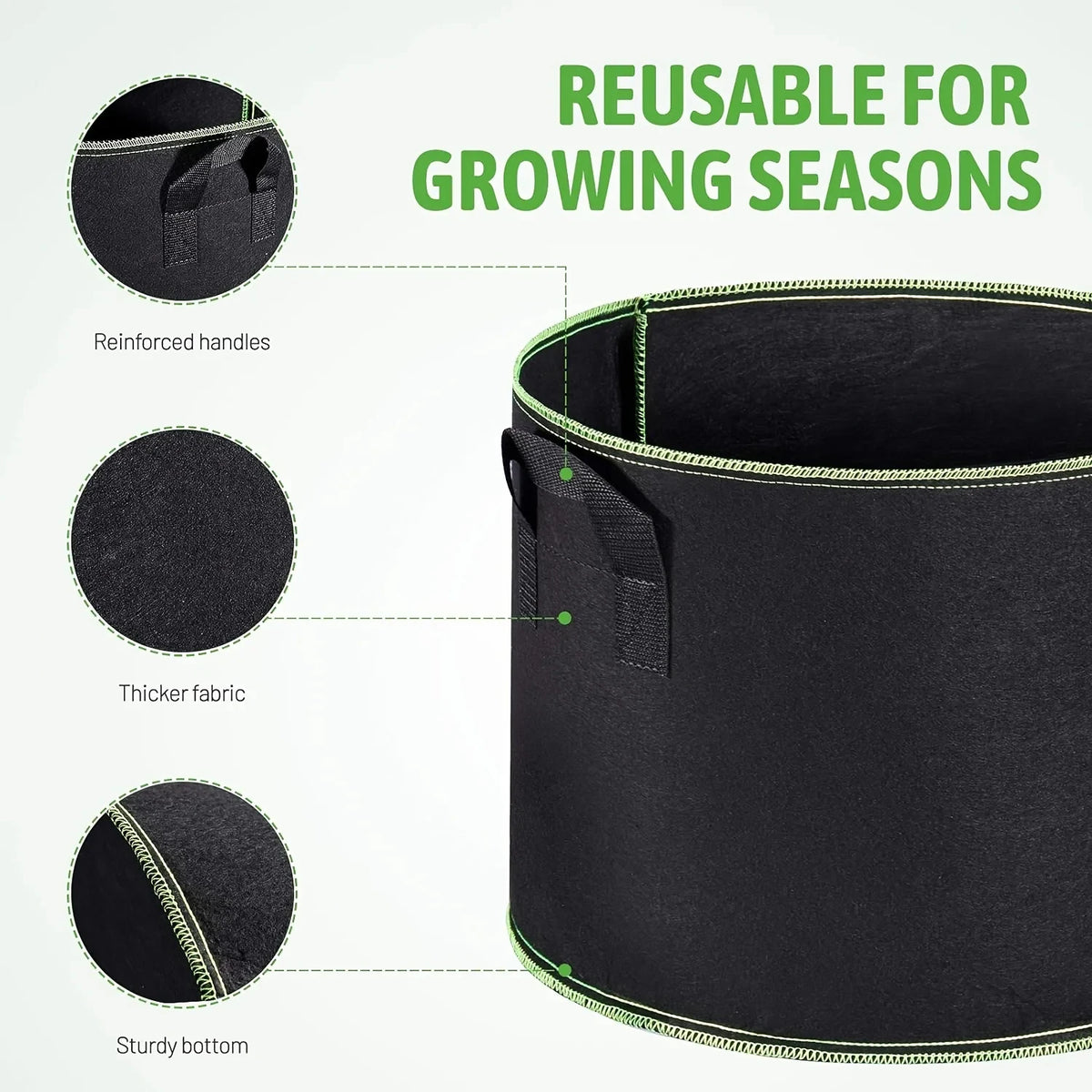 sacs culture légumes fibre végétale noir poignées portables 10 gallons 50 pièces
