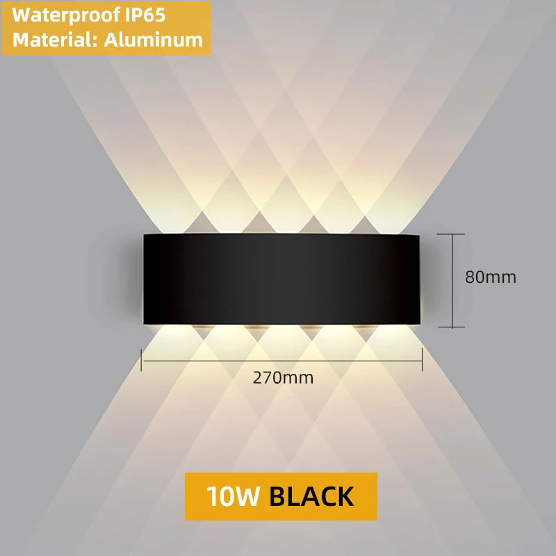 applique murale led moderne noire fixée mur diodes led étanches ip65