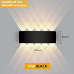 applique murale led moderne noire fixée mur diodes led étanches ip65