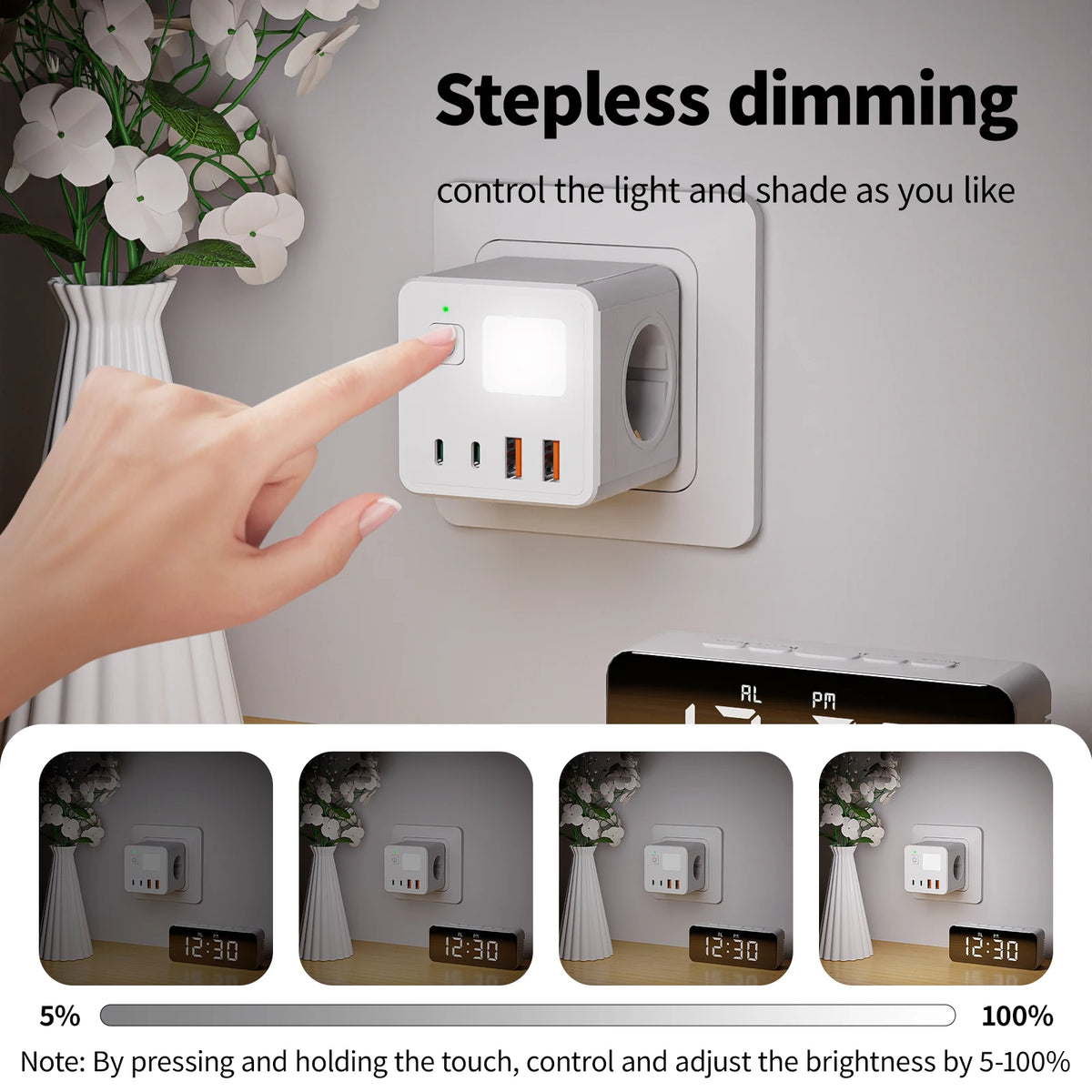 prise murale multifonctionnelle prises ac ports usb port type led blanc moderne