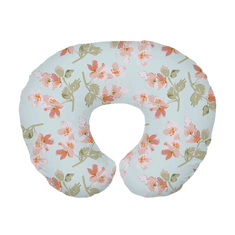 coussin bébé housse coton bleu motifs floraux animaux moderne doux floral abstrait