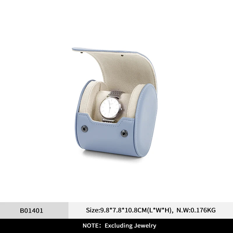 boîte montres cuir simili bleu clair moderne slots rangement voyage