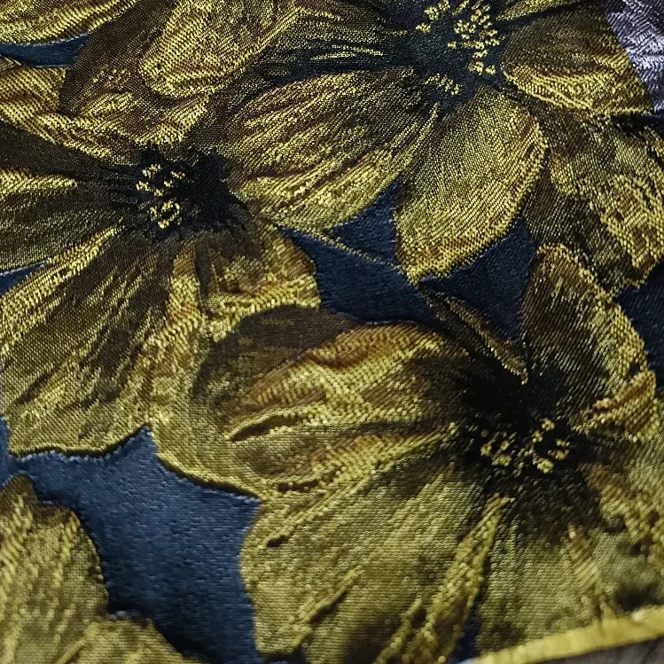 tissu polyester jacinthe fleurs stylisées résistance intempéries largeur 155cm couleurs bleu noir opacité