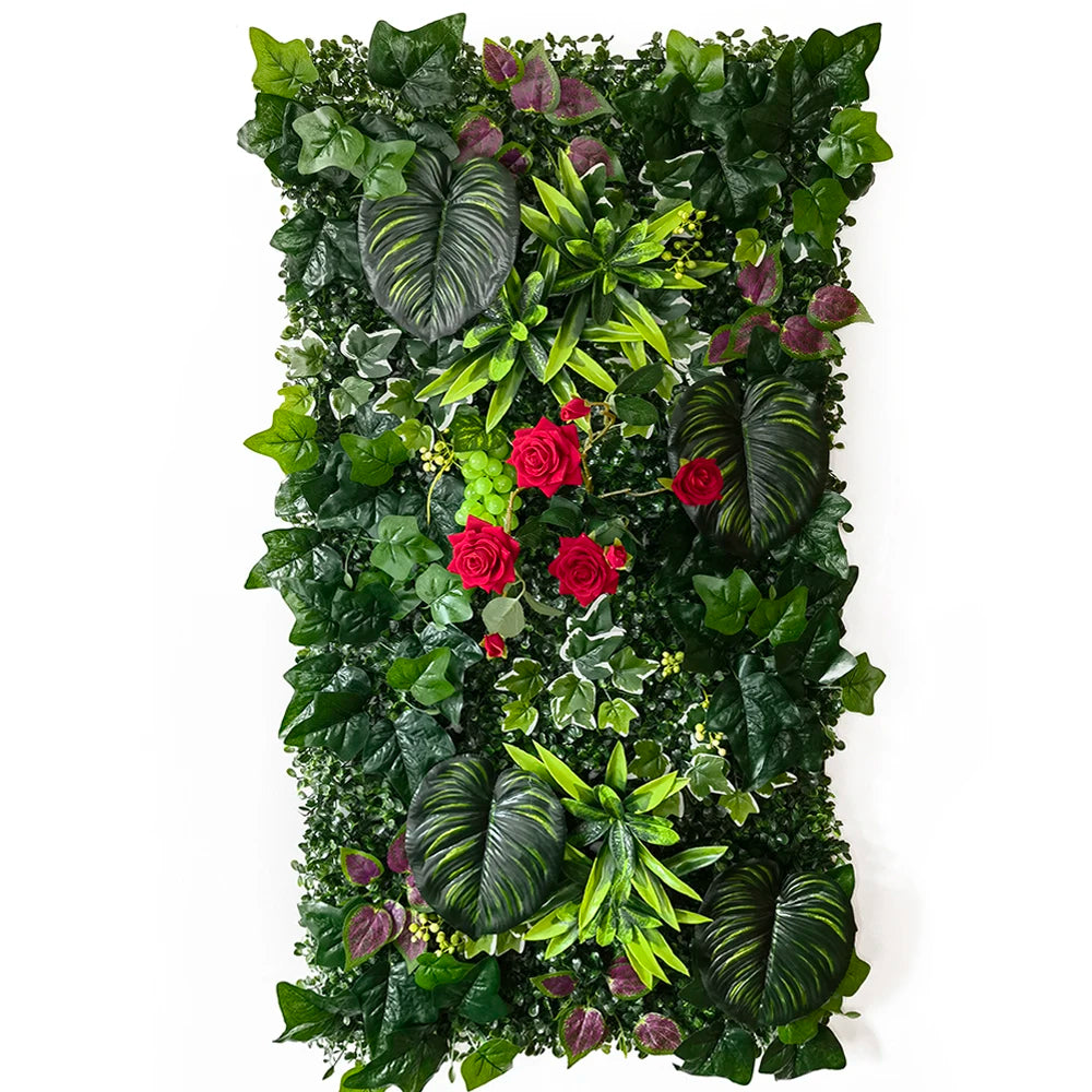 panneau mural artificiel herbe feuilles vert moderne décoration extérieur accroché maison festive
