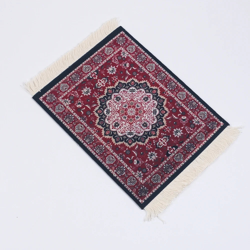 tapis table tissu ornements floraux rouge bleu beige classique adhésif décoration traditionnel