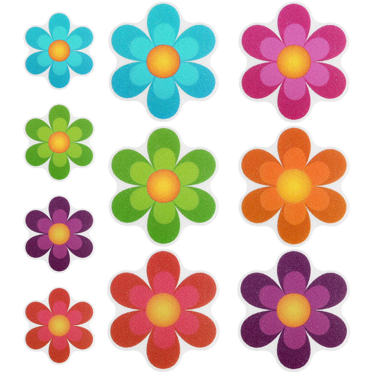 sticker anti dérapants fleurs modernes salle bain bleu vert orange rose violet éco responsable