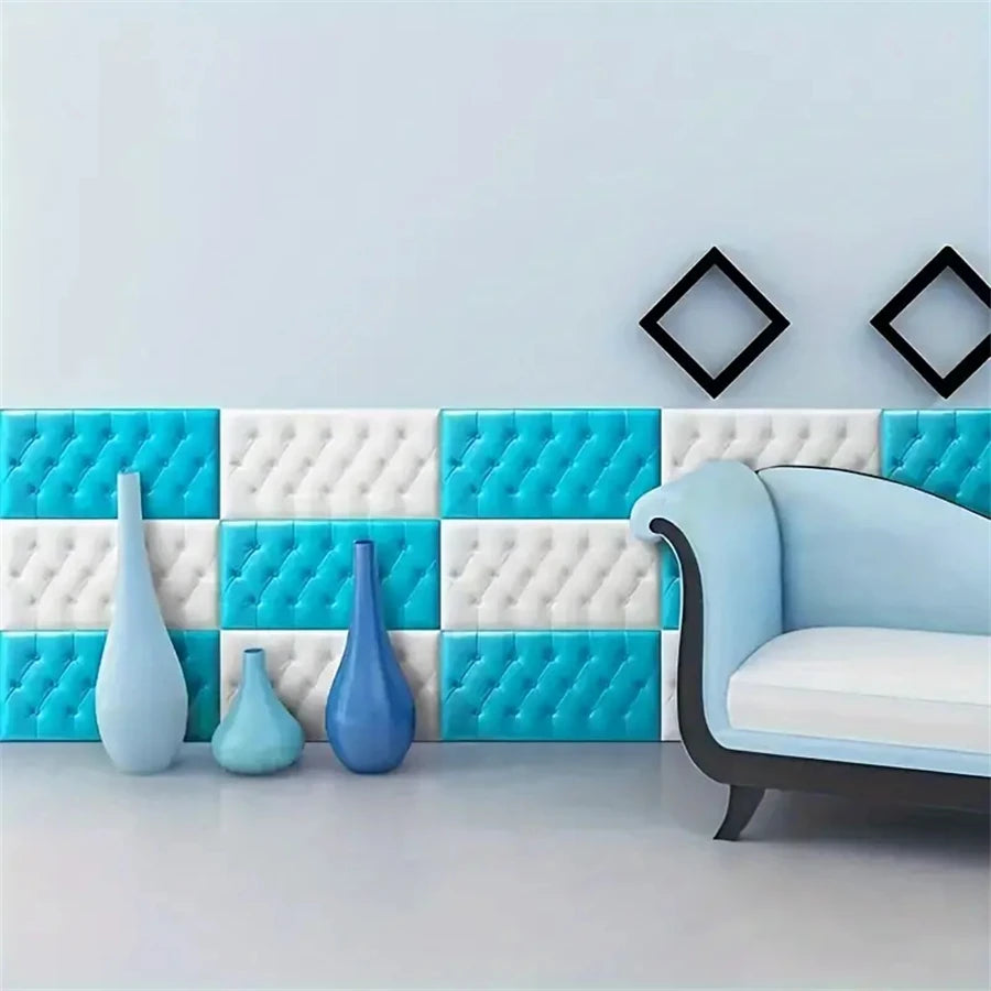 panneaux protection murale adhésifs tuiles relief moderne rose vert jaune blanc bleu marron chambre