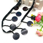 ruban decoratif sequins brillants fleurs artificielles bleu rouge noir or rose 10 yards opacite