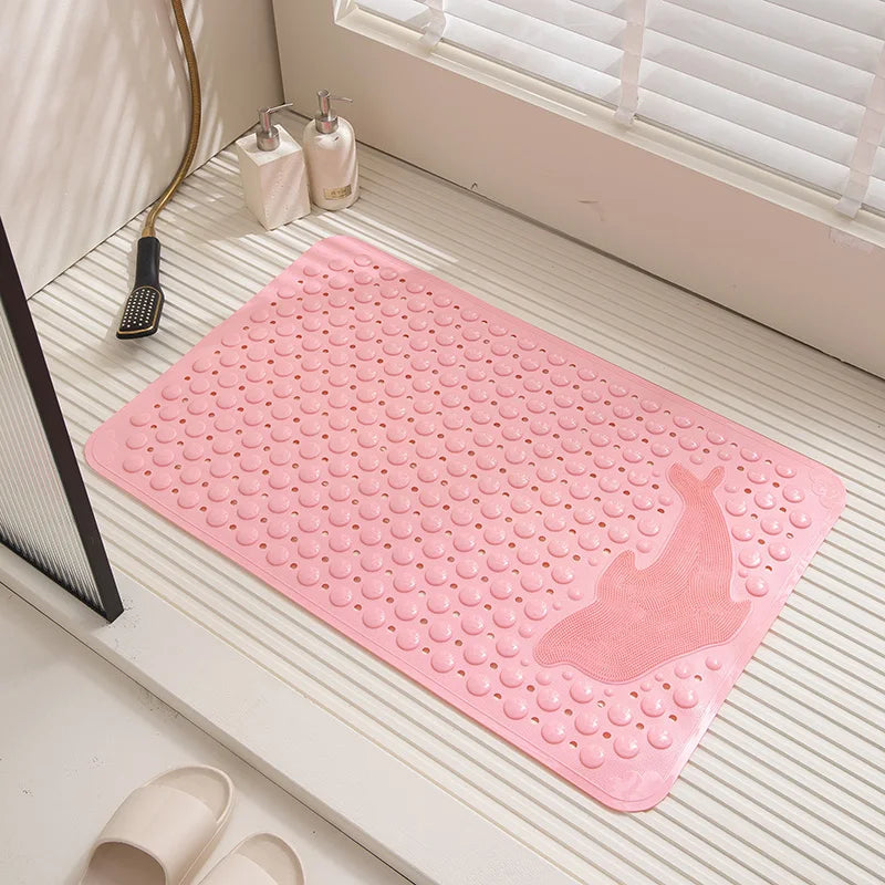 tapis bain antidérapant pvc motifs coquillages animaux gris moderne salle bain