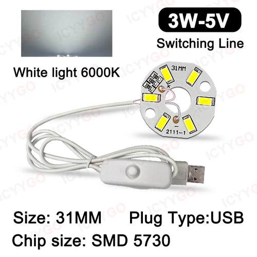 ampoule led ronde usb blanc autocollante contrôleur dimmable lampe diy