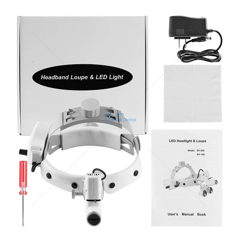 loupe tête lampe led réglable batterie lithium ceinture ajustable moderne opacité simili cuir blanc