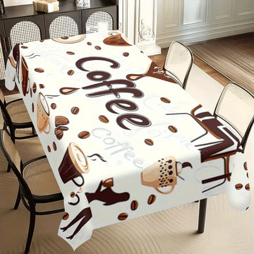 nappe rectangulaire moderne blanche grains tasse lettering polyester événements table décorationversible