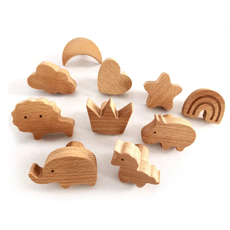 porte clés bois animal dessiné étoile lune nuage cœur éléphant girafe hippo cheval lion