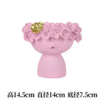 vase décoration buste féminin moderne fleurs artificielles couleurs variées blanc noir bleuclair crème grisfoncé