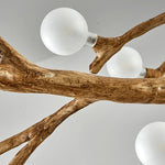 suspension lumineuse moderne branchies naturelles boules translucides marron clair blanc