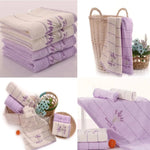 serviettes bain brodées coton polyester violet clair rayures fleurs absorption rapide douces classiques violet