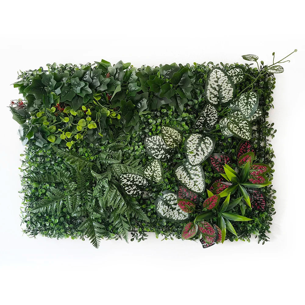 mural végétal artificiel feuilles fleurs moderne extérieur intérieur vert blanc