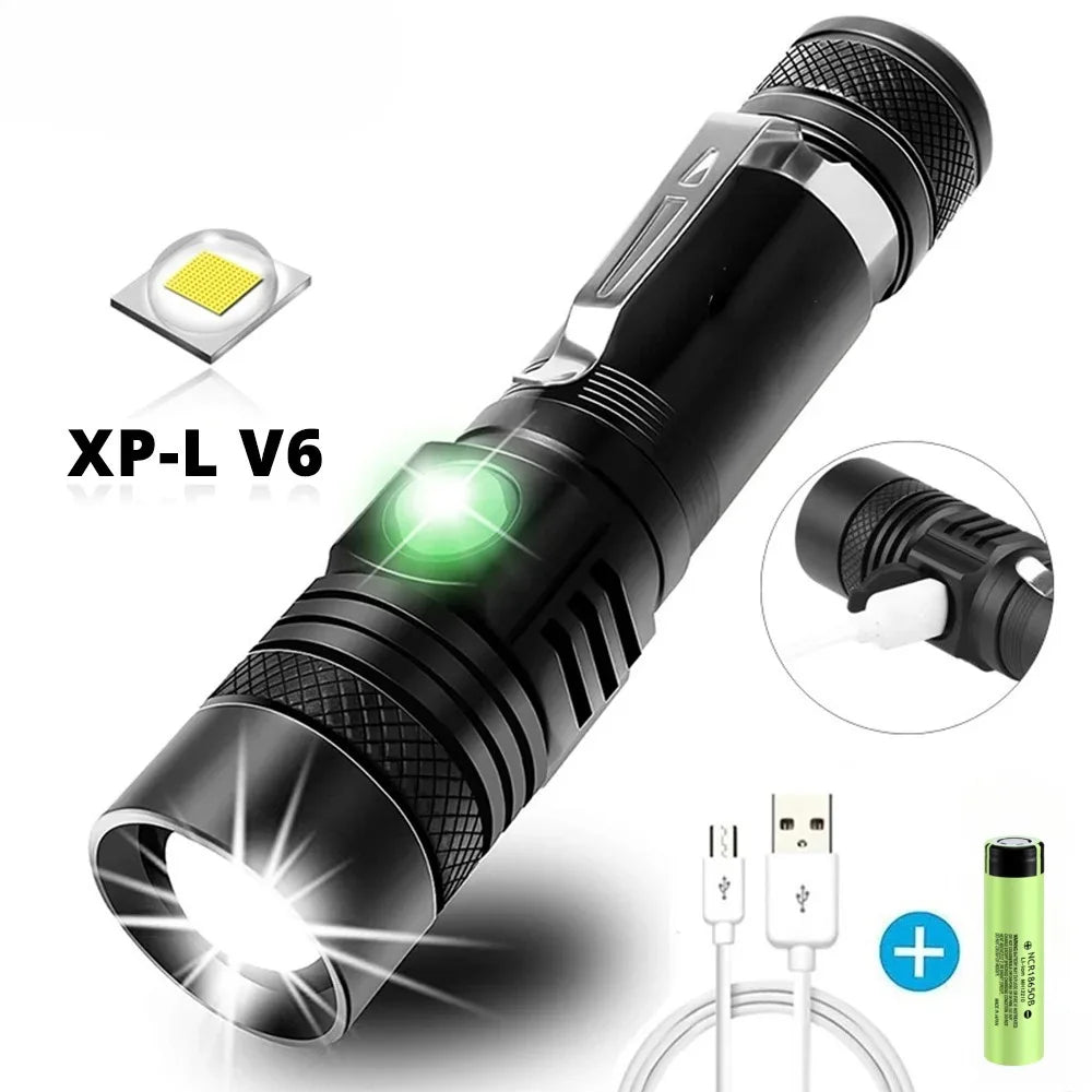 torches led rechargeables tactiques zoom ip65 camping outdoor deux pièces