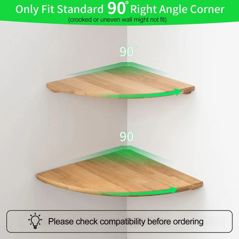 étagère d'angle bois naturel clair fixée mur moderne minimaliste vis