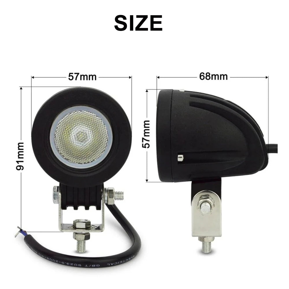 lampe led travail noir moderne ip68 vis cable 6000k éclairage routier atv