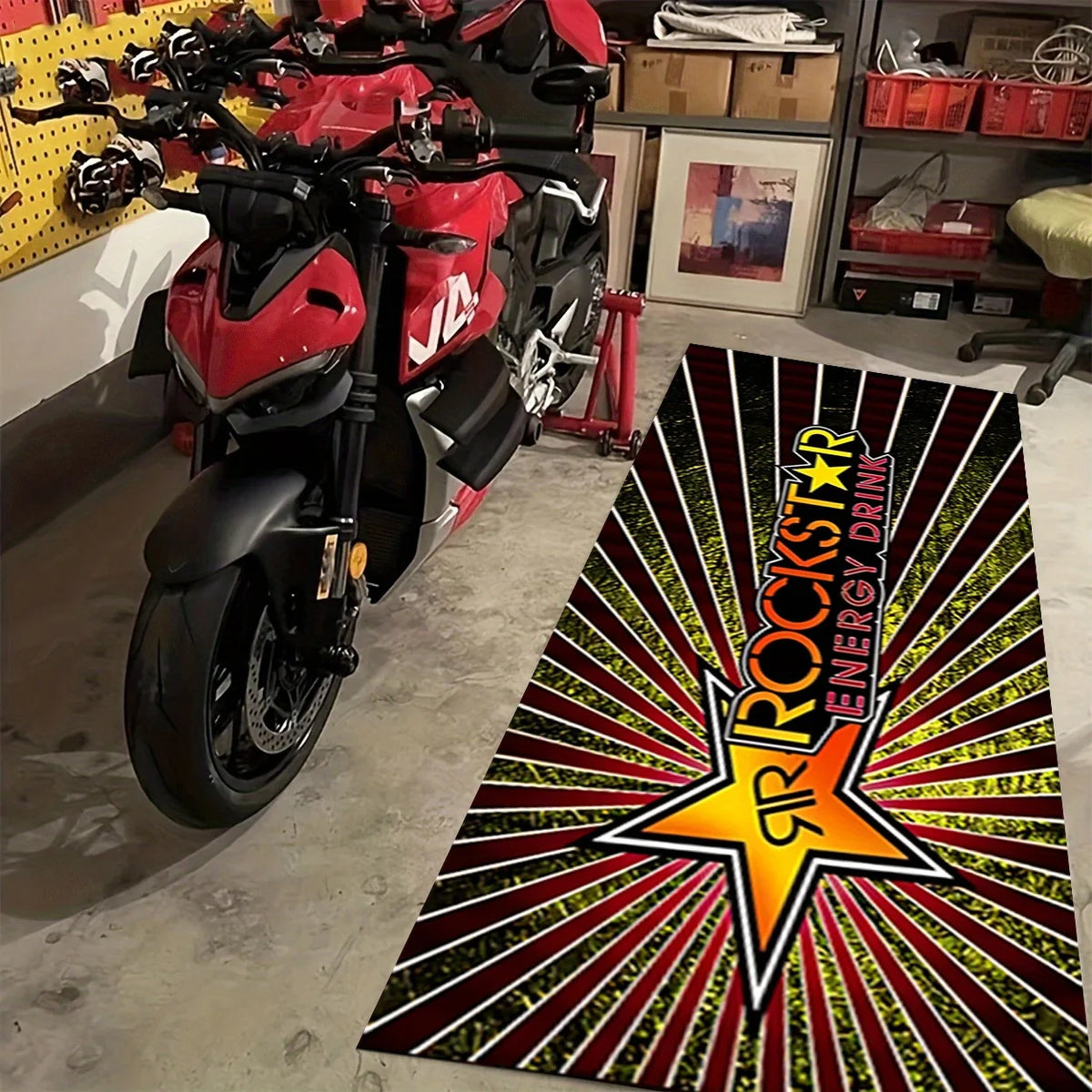 tapis sol antidérapant noir rouge racing team moderne sportif salle bain cuisine maison