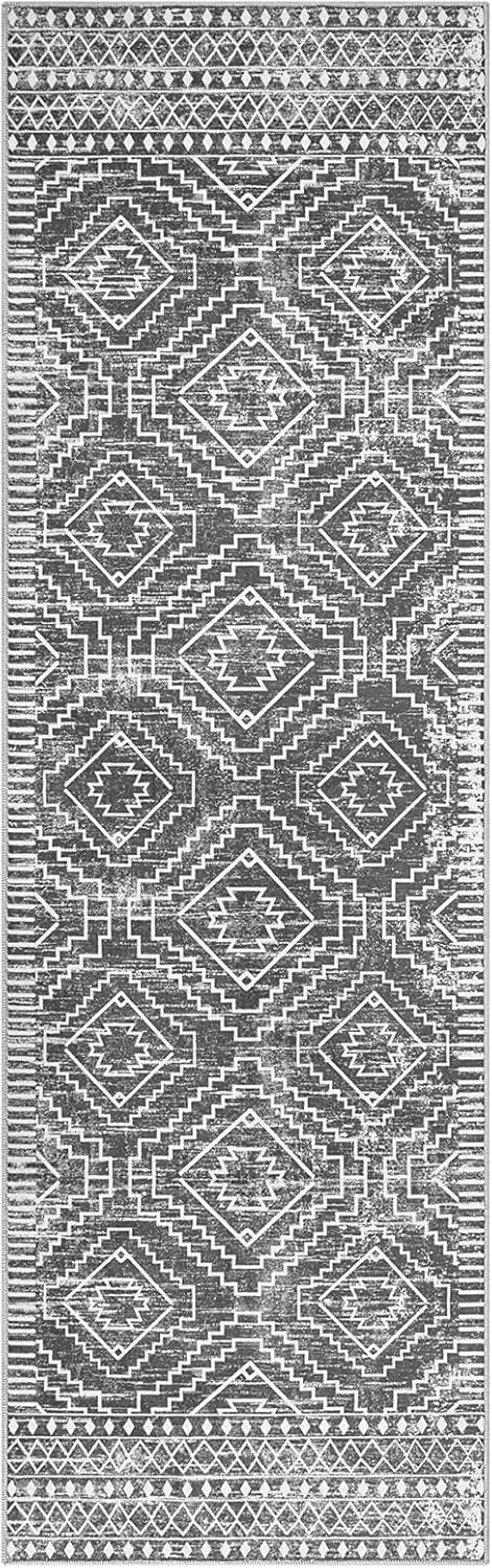 tapis moderne ethnique motifs géométriques floraux antidérapant extérieur intérieur polypropylène polyester rouge noir grisclair