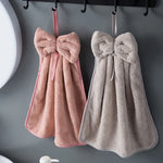 serviettes toilette velours doux nœud décoratif gris rose pâle blanc séchage rapide lavable machine