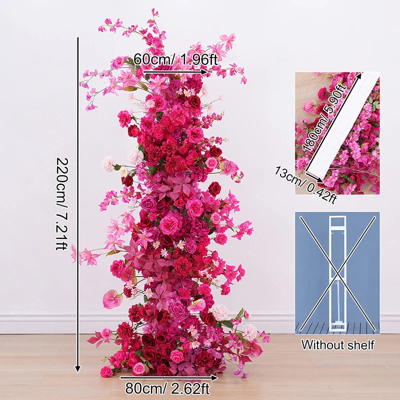 arche fleurs rose vif moderne décoration mariage anniversaire extérieur table blanche doré éléments
