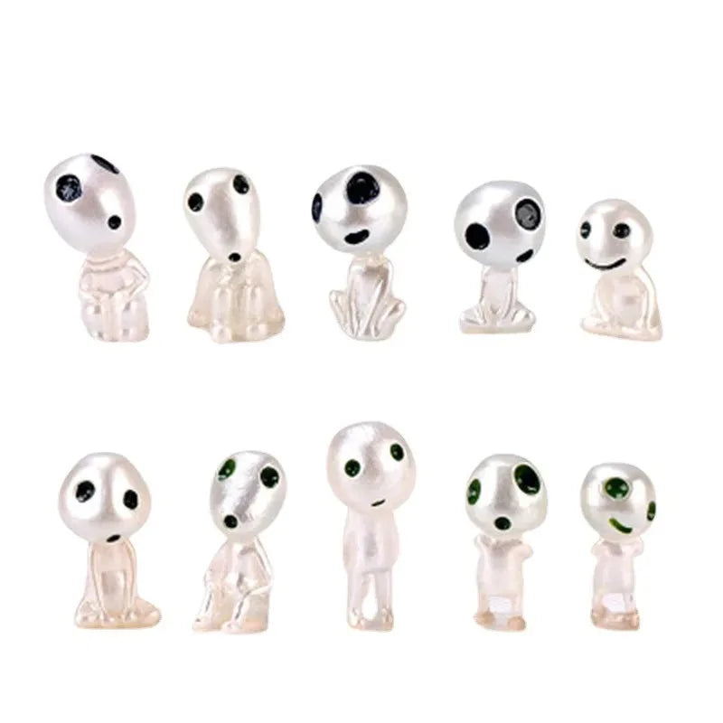 figurines lumineuses transparentes vert blanc bleu cartoon mignon yeux noirs sourires decoration exterieure jardin