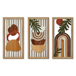 panneaux decoratifs bois clair geometrie feuilles palmier boheme moderne minimalist arcs formes abstraites