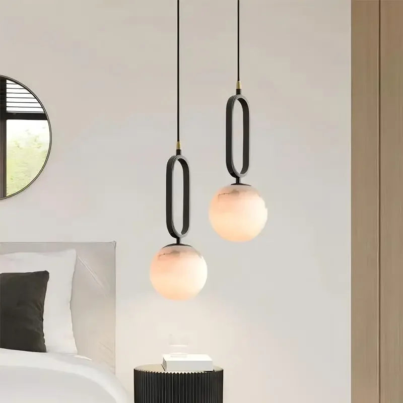 lampe suspension cuivre moderne salon étude chambre éclairage contemporain opacité texture mat noir beige
